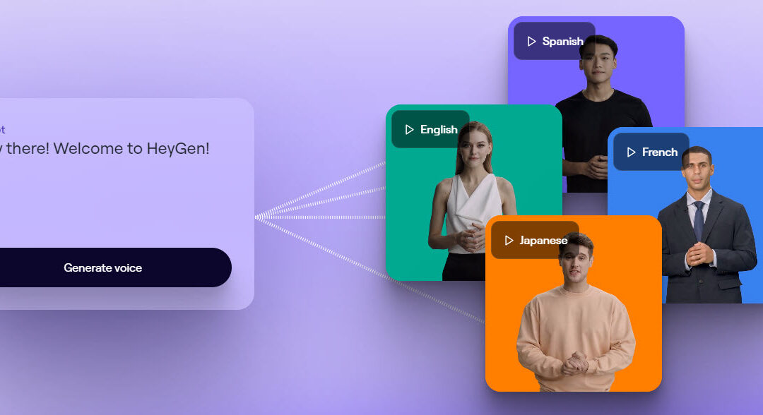 Image of four AI-generated people speaking four different languages.